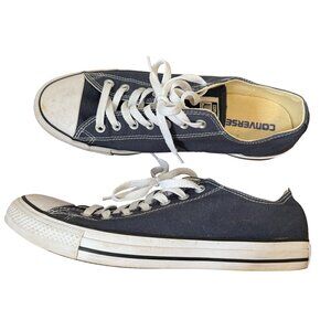 Converse All Star Navy Blue Canvas Lace-Up Sneakers Size 10 Mens Casual Low Top